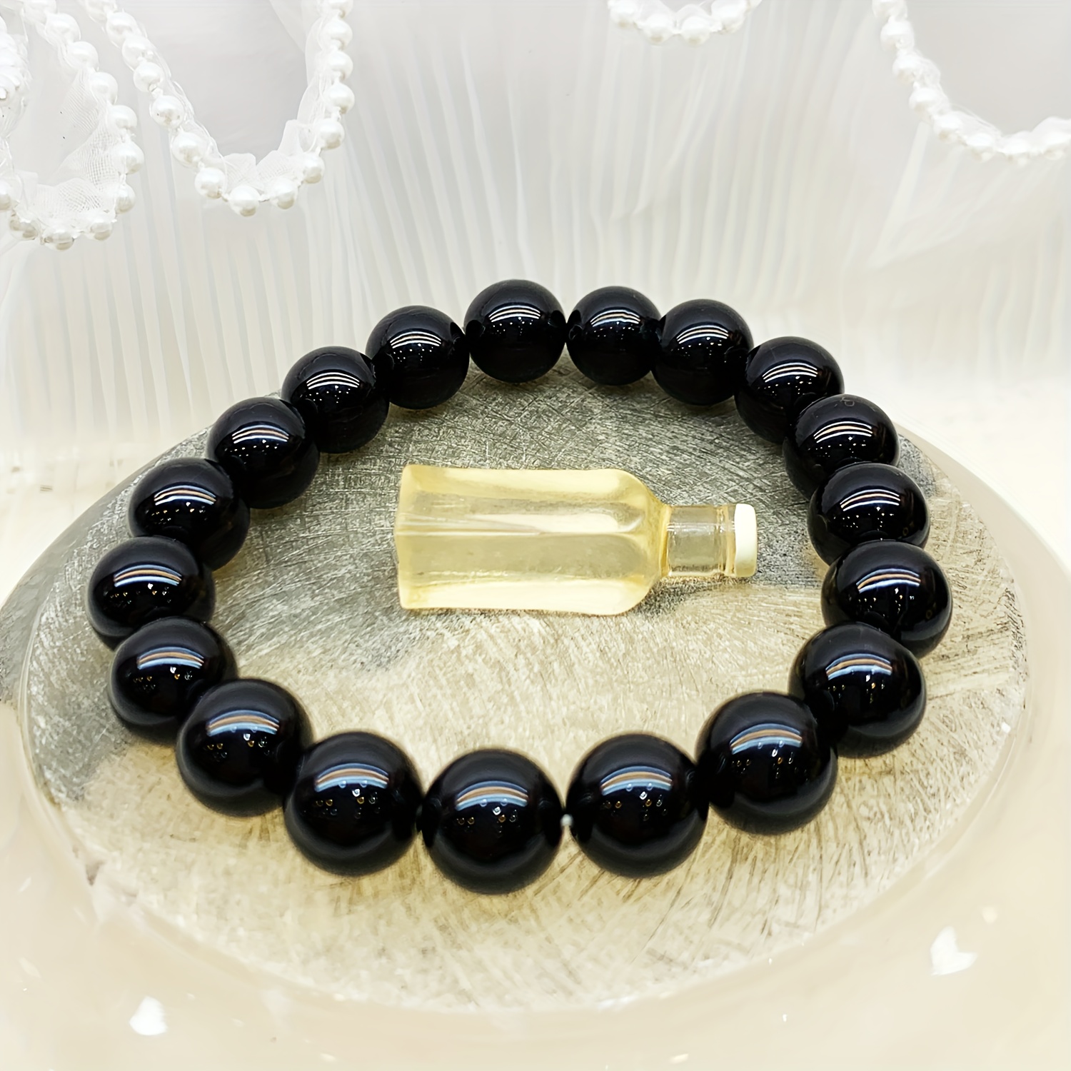 Natural Agate Heart Bracelet 10mm October Birthstone